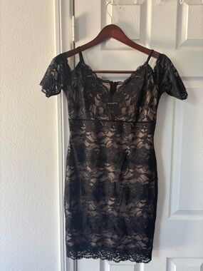 Guess Black Lace Dress with Nude Lining